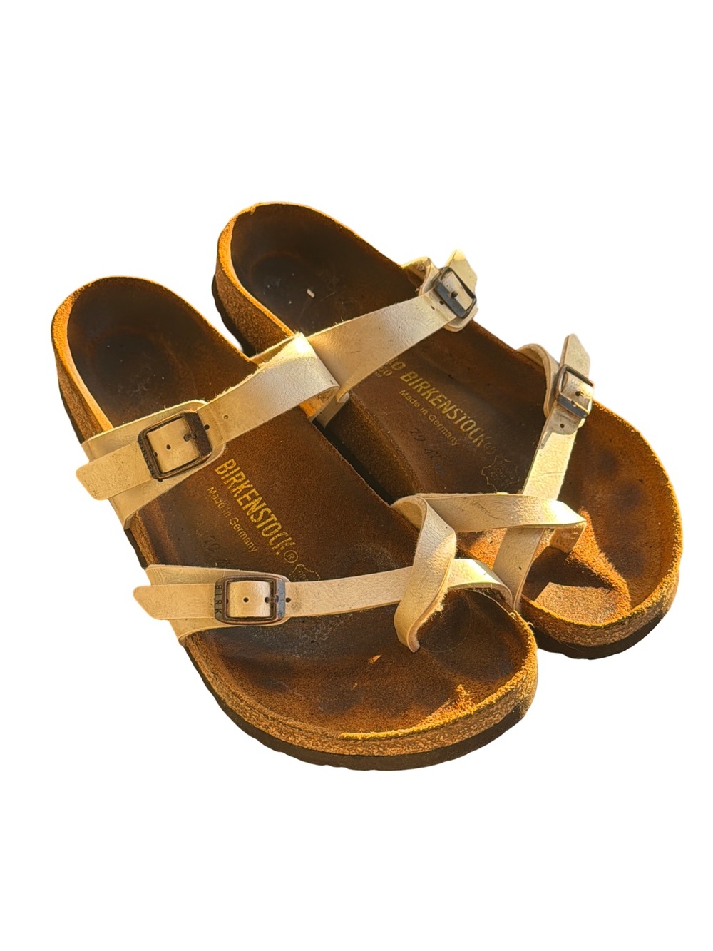 Birkenstock Metallic Cream Triple-Strap Women's Sandals
